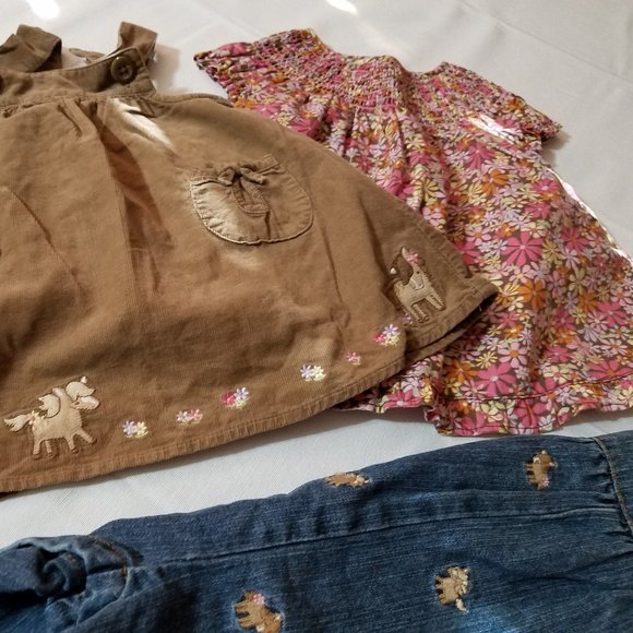 Gymboree Pony Ranch 0-3 month VGUC print dress & denim one-piece, GUC corduroy - Picture 3 of 4
